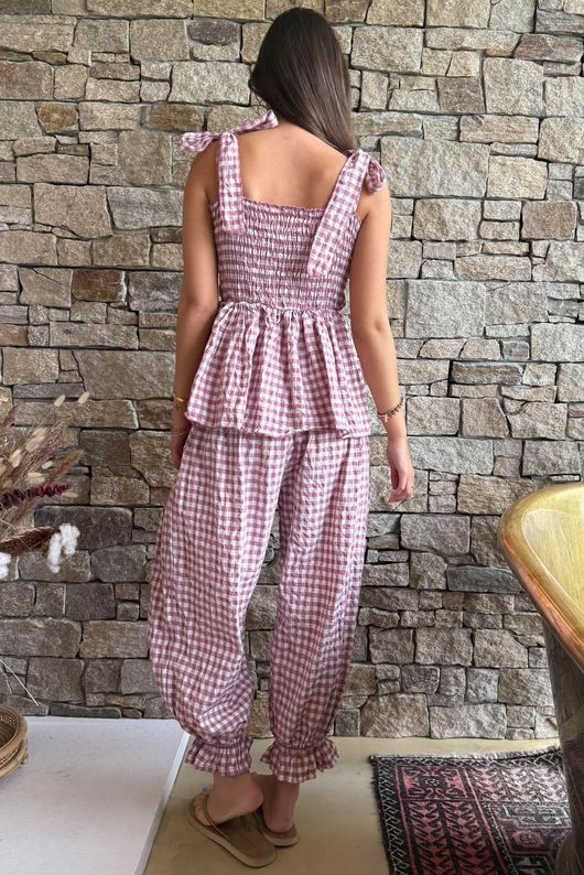 Nonni Gingham Bandeau Cami Indian Pink